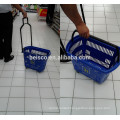 Plastic shopping basket with wheels,rolling shopping basket with castors